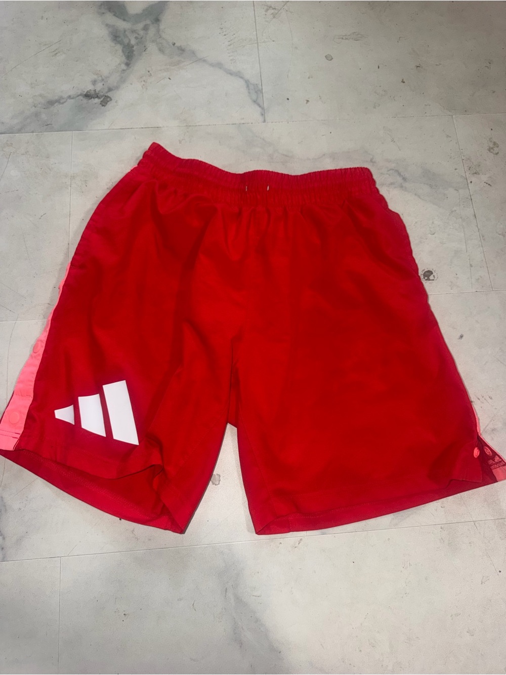 Red Adidas Athletic Shorts with Side Stripe